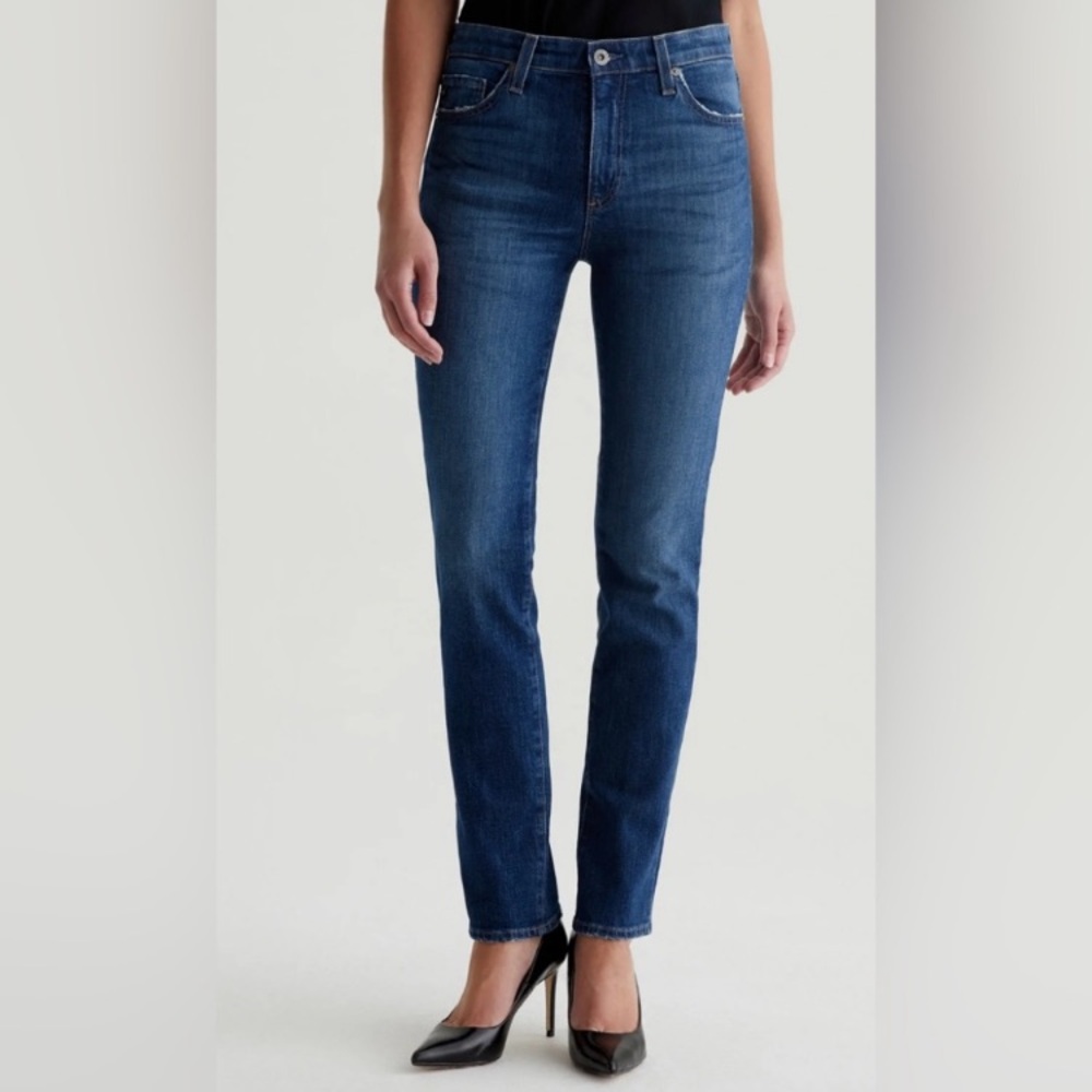 AG Adriano Goldschmied Stevie Slim Straight Jeans 25R Light Wash Premium Denim